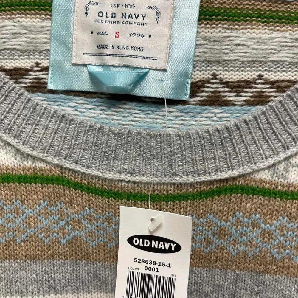 Vintage Dead stock Y2K Old Navy Women's S Festive Stripe Lambswool Blend Sweater